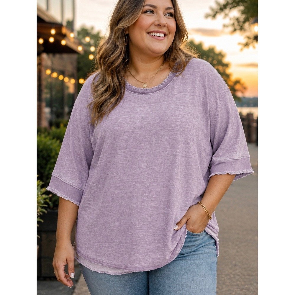 Jane and Delancey Womens Top Purple 2X NWT Ruffle Neck Lavender Casual Pastel